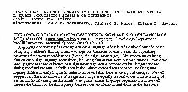 The timing of linguistic milestones in sign and spoken language acquisition